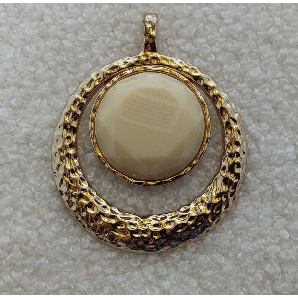 Premier Designs Hammered Goldtone Faceted Ivory Lucite Enhancer Pendant